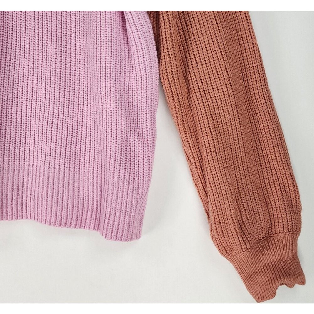 Dee Elly Sweater Womens Small Multi Color Block V Neck Knit Preppy Drop Shoulder - Picture 8 of 13